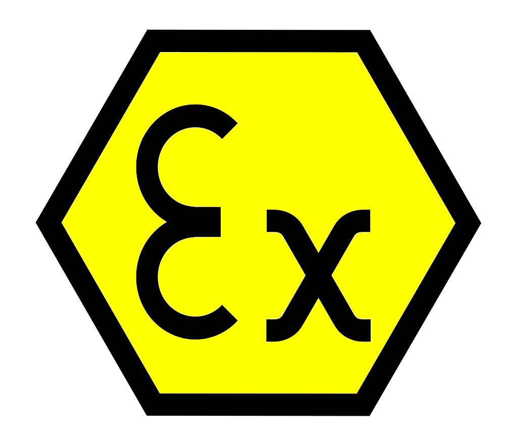 Mark for ATEX certified electrical equipment for explosive atmospheres.